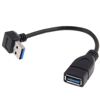 Câble de rallonge USB 3.0 de 20cm à angle droit/gauche/haut/bas de 90 degrés, adaptateur mâle et femelle, blindage de tresse de veste en PVC pour ordinateur