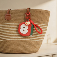 Fruit Vegan Leer Snap Spring Pouch Mini Sieradendoosje met sleutelhanger Polsbandje voor oorbel Ring Reizen Dagelijks dragen