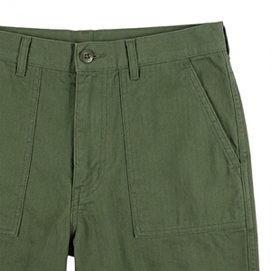 OG-107 Vietnam War Washed Solid Olive Green Anti-Wrinkle Breathable Vintage 100% Cotton Mid Waist Knee Length OEM Service Shorts - Product Image 4