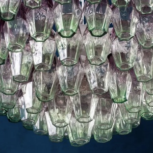 Collezione <span class=keywords><strong>Venini</strong></span> del Mid-20th secolo Murano sorprendente Poliedri lampadario in vetro soffiato Murano rosa e verde per sala da pranzo - Product Image 6