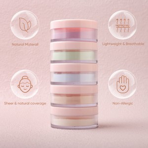 Polvo Suelto Mineral de 5 Colores, Hidratante, Iluminador, Control de <span class=keywords><strong>Grasa</strong></span>, Transpirable, Mate, Corrector HD, <span class=keywords><strong>Maquillaje</strong></span> en Polvo de Miel, Sin Logotipo - Product Image 3