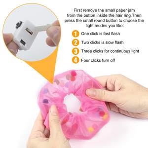 Venta caliente 3 modos LED luz luminosa satén elástico pelo Scrunchies brillo oscuro Nylon accesorios para el cabello para Halloween seguro - Product Image 6