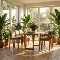 Gartenmöbel Outdoor-Rattan-Essgruppe, Terrassen-Tisch-und-Stuhl-Set für den Innenhof