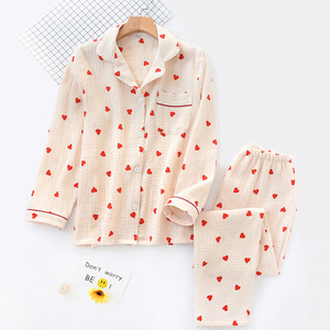 Atacado pijama feminino de alta qualidade conjunto de algodão puro dois conjuntos amor casa desgaste pijama senhoras - Product Image 4