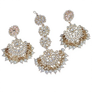 Gold Plated <b>White</b> <b>Pearl</b> Butterfly Ethnic Drop Dangle <b>Earrings</b> Jhumka Style for Wedding Party Women - Product Image 3