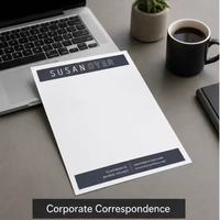 Papel de Carta Artístico de Lujo Personalizado para la Marca Empresarial, Correspondencia Profesional, Documentos Oficiales - Marca LEISA, Logotipo Personalizado