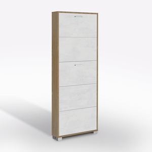 Étagère à chaussures avec 5 portes à battants, modèle QUADRANTE, 70x18 H. 190, STELVIO NOUGAT ET OXIDE BLANC - Product Image 1