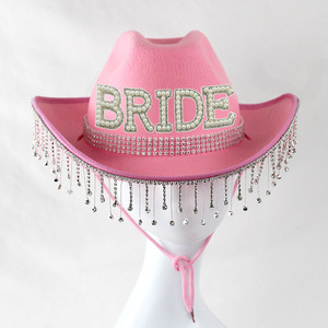 Sombrero <span class=keywords><strong>de</strong></span> Vaquera SOLPOP para Novia con Borlas <span class=keywords><strong>de</strong></span> Diamantes <span class=keywords><strong>de</strong></span> Imitación, Ideal para Despedidas <span class=keywords><strong>de</strong></span> <span class=keywords><strong>Soltera</strong></span> y Fiestas <span class=keywords><strong>de</strong></span> Boda - Product Image 4