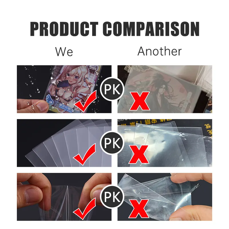 Fundas protectoras para tarjetas de juego de Comercio de plástico suave transparente con logotipo de impresión personalizada para Anime Yugioh Mtg Tcg
