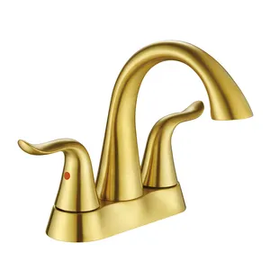 Newest Brushed Gold Deck Mounted Bathroom Mixer Tap Hot Cold Water Sink Faucets Brass Wash Basin Dual Handles Faucet with Panel