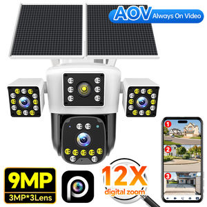 Telecamera di Sicurezza Solare PTZ 9MP con 3 Lenti e 3 Schermi, Telecamera CCTV Wireless da Esterno, Registrazione AOV24/7, Rilevamento Umano AI, Audio Bidirezionale, IP66 - Product Image 1
