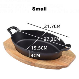 Poêle de cuisine professionnelle en fonte noir mat, mini poêle à fajitas avec base en bois - Product Image 2