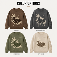 Pull en tricot à col rond pour homme personnalisé, pull à motif en relief 3D surdimensionné, étiquette privée OEM pour tenues décontractées de rue