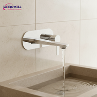 Robinet de lavabo mural Sembowell de haute qualité, finition chromée, robinet de lavabo encastré mural