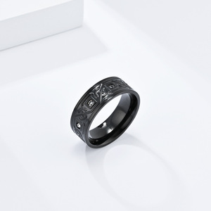 Nordic Celtic Knot <b>Titanium</b> Steel <b>Ring</b> Black Geometric Design Unisex Jewelry Gift - Product Image 3