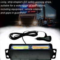 Luz de Advertencia LED Roja y Azul de 12V para Parabrisas, Luz Estroboscópica de Emergencia de Doble Cabezal con Soporte de Ventosa