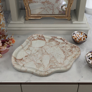 ถาดตกแต่งหินอ่อนหรูหราสไตล์นอร์ดิก รูปทรงเมฆ แกะสลักขัดเงาเรียบเนียน สีชมพูบัลแกเรีย สำหรับวางบนเคาน์เตอร์ - Product Image 6