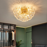 Lampe de plafond LED en cristal postmoderne créative, lustre personnalisé en forme de fleur pour salon, chambre à coucher, plafond haut