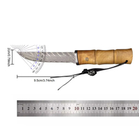 Couteau de chasse professionnel Meiji en acier Damas de qualité supérieure, format de poche, avec étui en bois pour le camping, personnalisable, support OEM