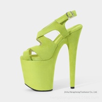 Sandales à lanières en daim 20 cm, talon aiguille sexy, plateforme imperméable, bout ouvert, boucle simple, pour soirée et défilé, collection printemps