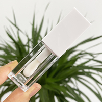 Contenants carrés en PETG de 5 ml pour huile à lèvres, noir, rose, blanc, avec logo personnalisé, tubes de brillant à lèvres avec grand applicateur et grande brosse