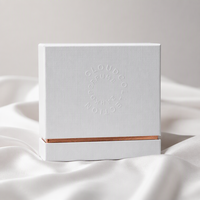 Emballage en carton rigide de luxe avec logo personnalisé, papier texturé blanc recyclable, gaufrage, couvercle et base amovibles, boîtes cadeaux