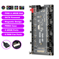 Ventilador PWM + ARGB LED 2 en 1, controlador HUB de sincronización 1 a 8, divisor multidireccional, 5V, 3 pines, RGB, adaptador de ventilador de refrigeración