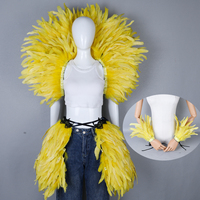 Conjunto de Disfraz de Plumas de Avestruz con Pieza para la Espalda, Falda para la Cadera, Puños para las Muñecas, Rojo, Blanco y Azul, para Carnaval, Actuaciones Escénicas, Color Personalizado