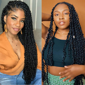 Extensions de Cheveux au Crochet Passion <span class=keywords><strong>Twist</strong></span> Bouclées Ondulées à l'Eau pour Tresses en Fibre Synthétique 18 Pouces Couleur Ombrée - Product Image 6