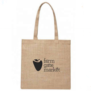 Sac fourre-tout réutilisable en jute sérigraphié avec logo personnalisé - Product Image 1