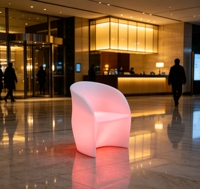 Fauteuil en PE éclairé par LED, imperméable, moderne, pour salon, hôtel, fête en plein air