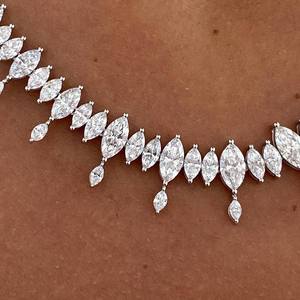 26.00CT Marquise Cut Moissanite Diamond Tennis <b>Necklace</b> 925 Sterling Silver Dainty <b>Statement</b> <b>Necklace</b> Anniversary Engagement - Product Image 4