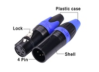 Connecteur XLR mâle/femelle 4 broches RASANTEK en laiton, contact 10A, pour haut-parleur HIFI, prise audio
