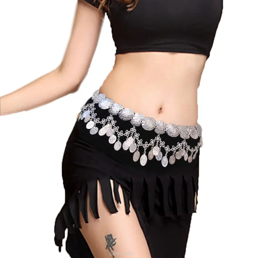 Wholesale Exaggerated multi-layer tassel carved coin waist belt chain