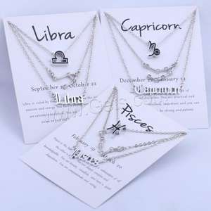Tre pezzi gioielli di moda collana in lega di zinco per donna con catena di estensione da 5cm 12 <span class=keywords><strong>segni</strong></span> dello <span class=keywords><strong>zodiaco</strong></span> placcato 1574321 - Product Image 4