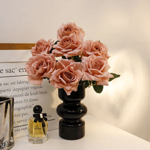 Ramo <span class=keywords><strong>de</strong></span> rosas capuchino <span class=keywords><strong>de</strong></span> 7 cabezas <span class=keywords><strong>de</strong></span> alambre <span class=keywords><strong>de</strong></span> tela <span class=keywords><strong>de</strong></span> seda multicolor para boda decoración <span class=keywords><strong>de</strong></span> Mesa para el hogar - Product Image 5