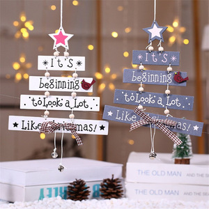 Nouvel arbre de Noël en bois, décoration de porte de Noël, carillon à vent avec inscription, cloche de Noël suspendue. - Product Image 2