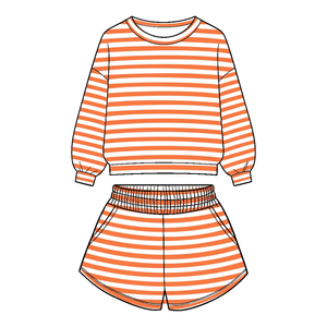 Ensemble de 2 pièces pour filles en bas âge, haut à manches longues rayé et short, tenues décontractées pour enfants, vêtements d'automne personnalisés - Product Image 3