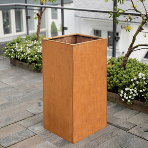 Grand <span class=keywords><strong>Pot</strong></span> de fleur carré en acier corten Facile à assembler Structure KD Déco rustique pour le jardinage à domicile Balcon Centre commercial Utilisation - Product Image 1