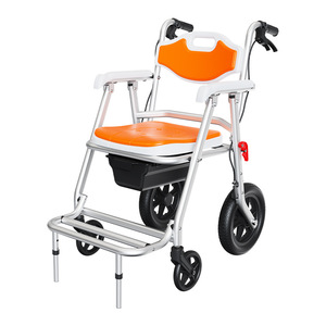 Folding Toilet Chair With Wheels Portable Commode For Elderly Bathing Home Care Standard Size - Product Image 3