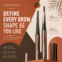 Crayon à sourcils double embout MRSIMBA résistant à l'huile, imperméable et anti-transpiration, 80mg, longue tenue, anti-bavures, gris cendré, usage quotidien