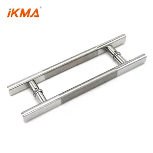 China factory commercial H Type 8-12mm Tempering glass door or wood big door flat tube stainless steel handle