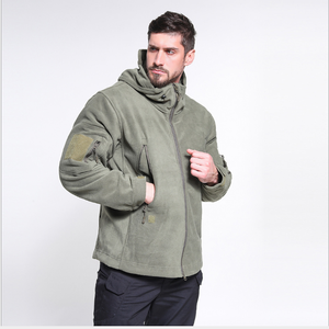 HBJ04 Men Sports and OD Green Fleece <b>Jacket</b> Coat Warm Thermal with Hoodie - Product Image 1