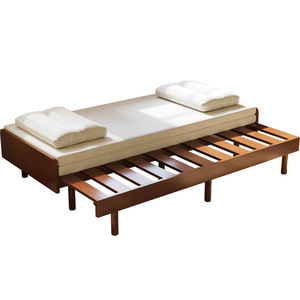 سرير متعدد الوظائف ومزدوج الغرض، أريكة قابلة للطي من الخشب الصلب للشقق الصغيرة، قابلة للمد للاسترخاء والنوم والجلوس - Product Image 5