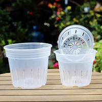 Pots à fleurs JQ Orchid avec trous, 3 pièces, 4,3, 5,5 et 6,7 pouces, pots en plastique transparent écologiques et durables pour le repiquage, utilisation en jardin