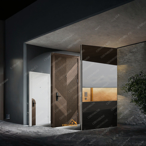 Portes d'entrée modernes <span class=keywords><strong>de</strong></span> grande taille pour maison, <span class=keywords><strong>porte</strong></span> pivotante <span class=keywords><strong>de</strong></span> sécurité avec fonction antivol, surface finie - Product Image 3
