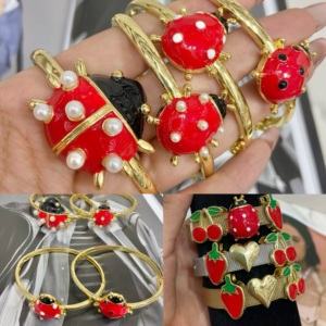 LS-C5662 Braccialetto con Perline di Cristallo, Charm Religioso con Moneta Amen, Grazioso Braccialetto con <span class=keywords><strong>Coccinella</strong></span> Rossa per Donne, Braccialetti Colorati con Corda - Product Image 4