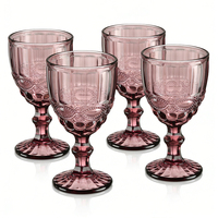 Verres à vin vintage violets les plus vendus, verres à pied serpentin colorés, ensemble de verrerie pour mariage