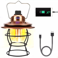 Lampe de camping portable, lampe de tente vintage, rechargeable par USB, étanche, rétro, lampe LED de camping en plein air