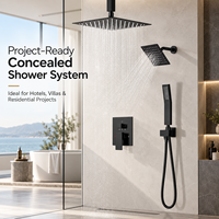 Système de douche encastré 3 fonctions en acier inoxydable 304, mitigeur chaud/froid, ensemble de douche pluie à montage au plafond - Vente en gros